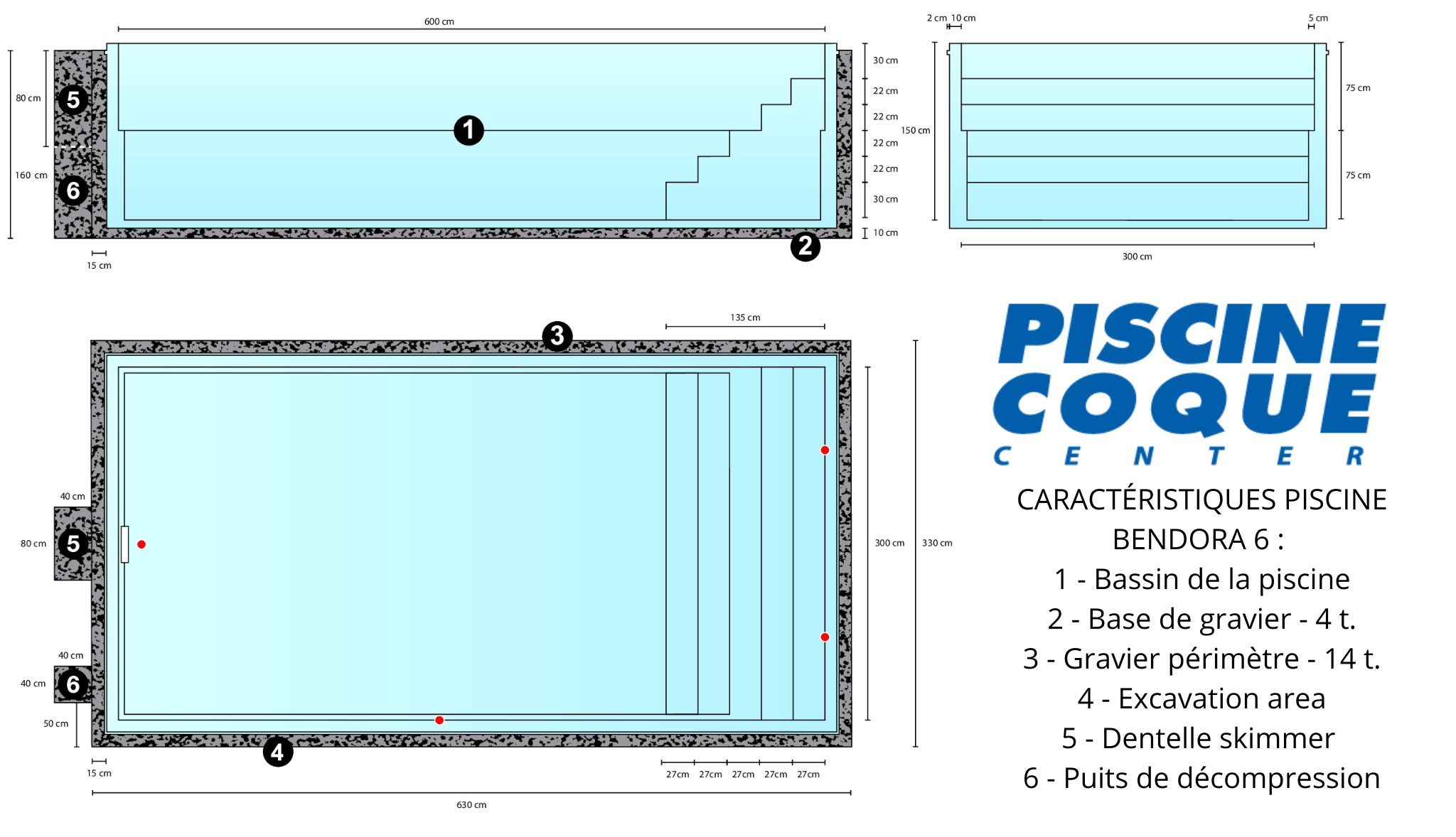 piscine coque polyester 6x3